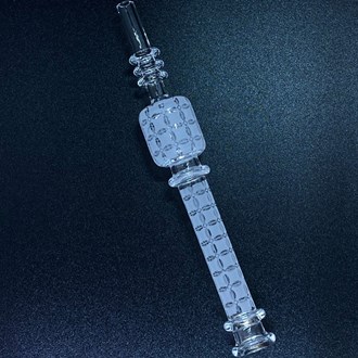 Full Quartz Etched Flower Cross Style Honey Straw - C