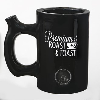 PREMIUM ROAST & TOAST MUG - SHINY BLACK WITH WHITE PRINT